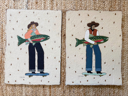 Bait Slingin' Betty & Bob (Set of two Originals, 12" x 16")