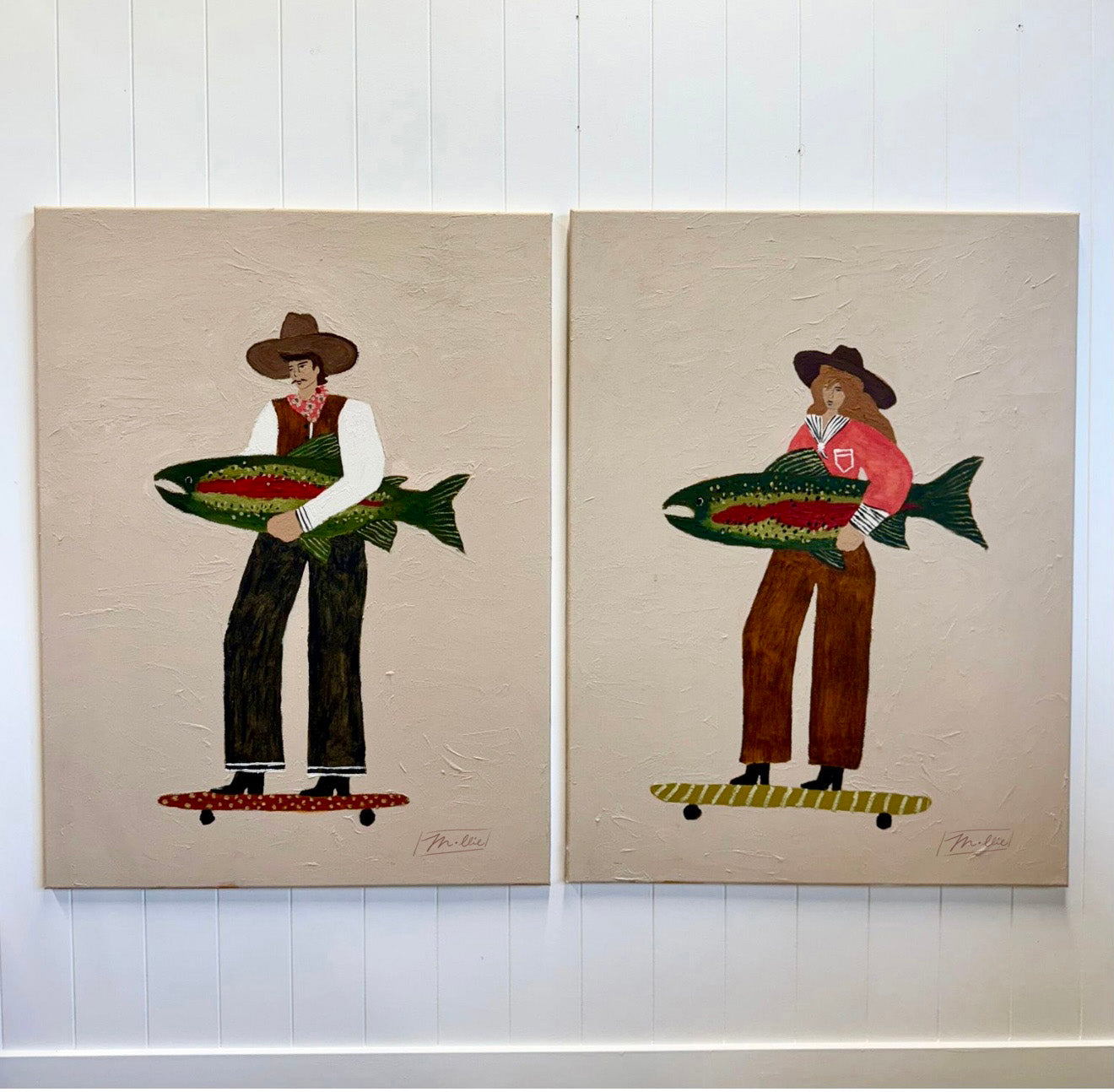 Catchin' a Ride with Ma & Pa (Set of 2 Originals, 30"x40" each)