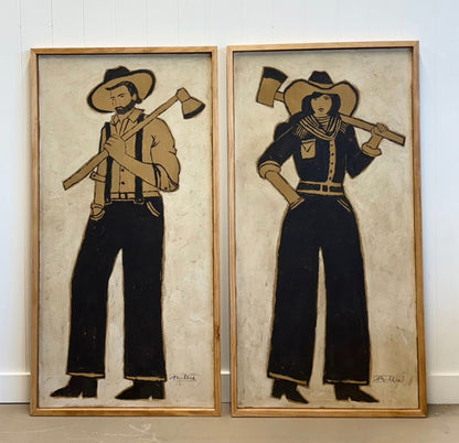 Ma and Pa Axe (Set of 2 Originals, 26"x50" each)