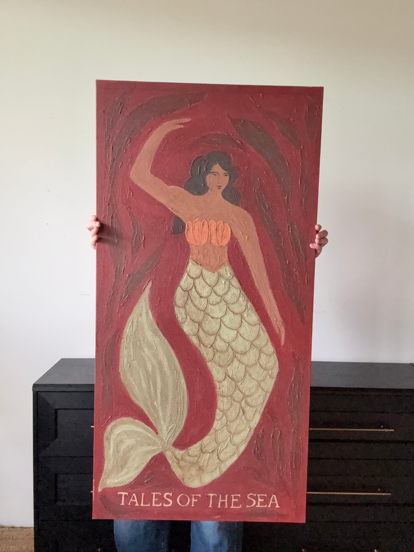 Mermaid in Red (Original 24" x 48")