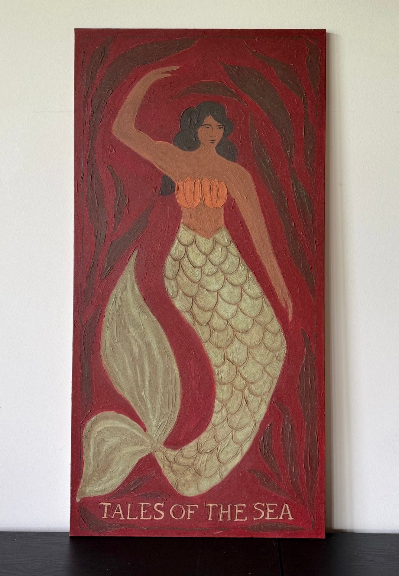 Mermaid in Red (Original 24" x 48")