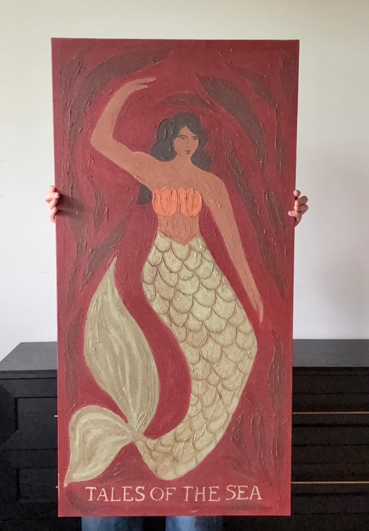 Mermaid in Red (Original 24" x 48")