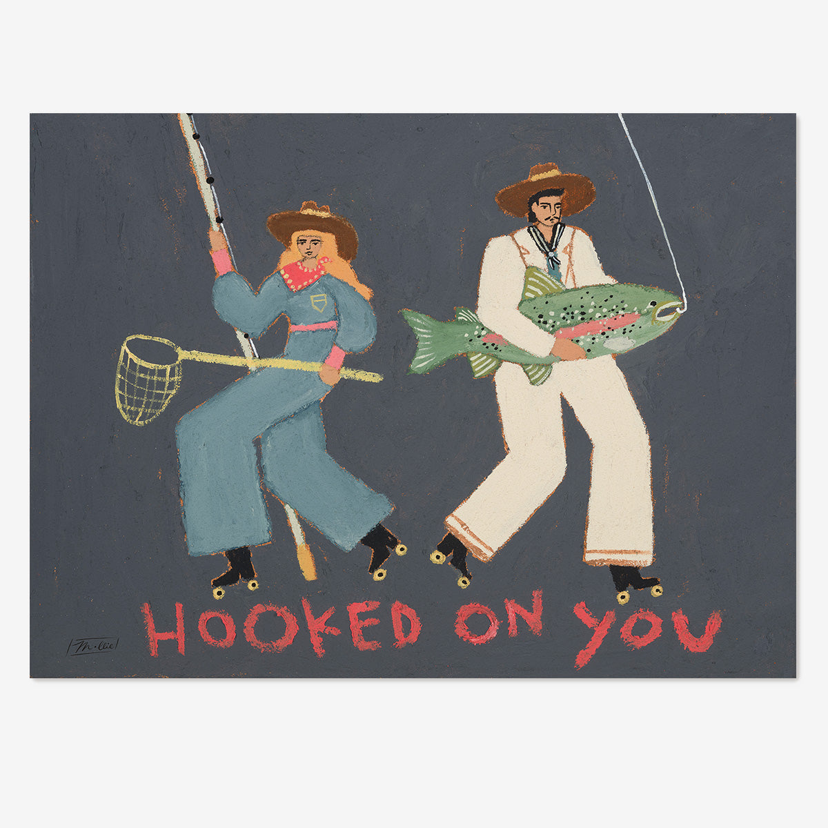 "Hooked On You" Canvas Art Piece 32"x24" Maple Frame