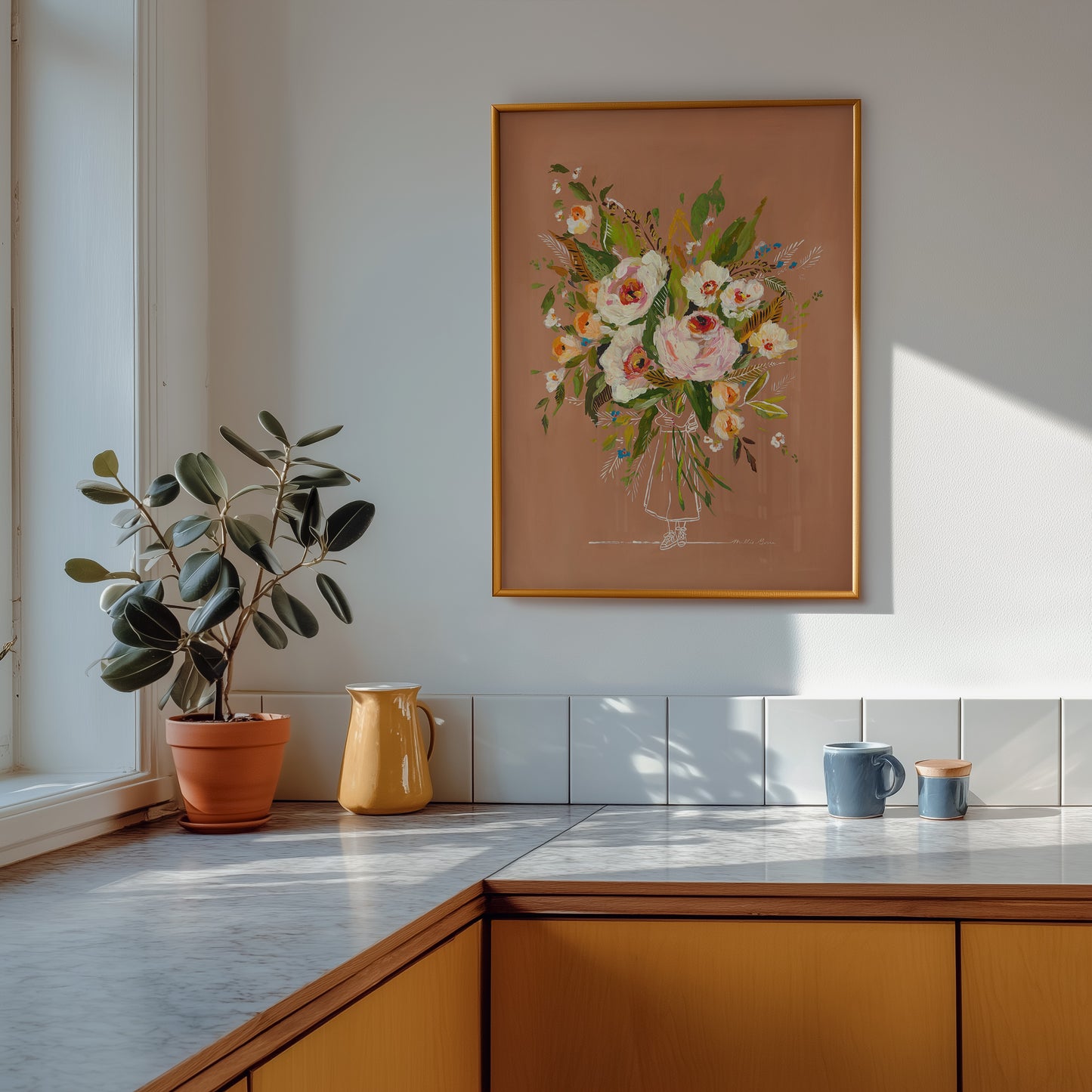 Colorful Girl with Flowers