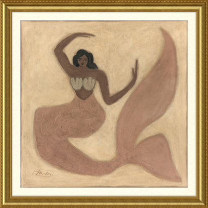 Artistic depiction of a mermaid with a gold frame