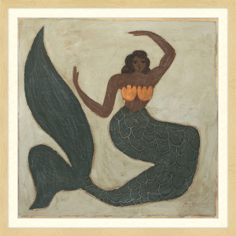 Artistic depiction of a mermaid with a textured background